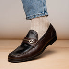 Ravello // Lizard Ring Leather Loafers // Brown