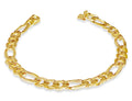 Figaro Solid White/Yellow/Rose Gold Handmade Bracelet , 9mm, 6.5-10 Inch