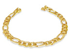Figaro Solid White/Yellow/Rose Gold Handmade Bracelet , 9mm, 6.5-10 Inch