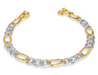 Figaro Solid White/Yellow/Rose Gold Handmade Bracelet , 9mm, 6.5-10 Inch