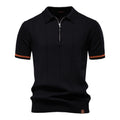 Zippered Paneled Polo T-shirt // Black