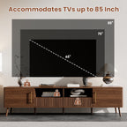 TV Stand For TVs Up To 85" With Soft-Close Doors - Walnut