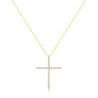 10K Yellow Gold 3.00 cttw Round-Cut Diamond Cross 18" Pendant Necklace (J-K Color, I1-I2 Clarity)