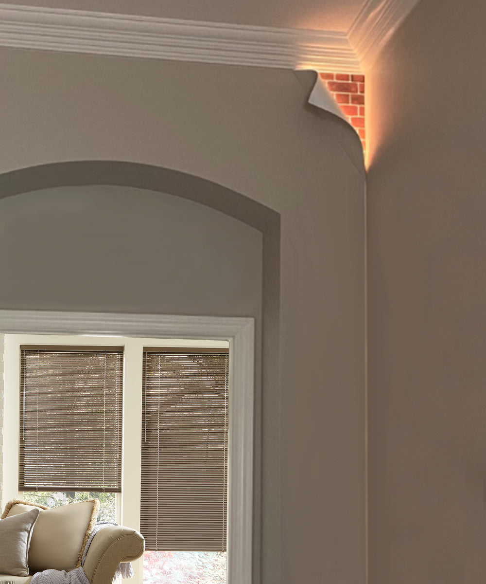 18"H Big Reveal LED Corner Light White Curved Metal