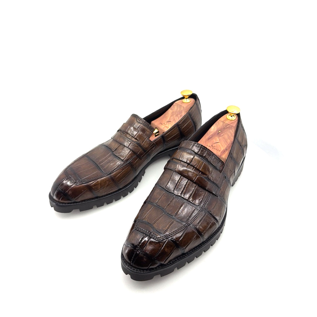 Maurice Malibu Custom Made Alligator Loafer - Brown