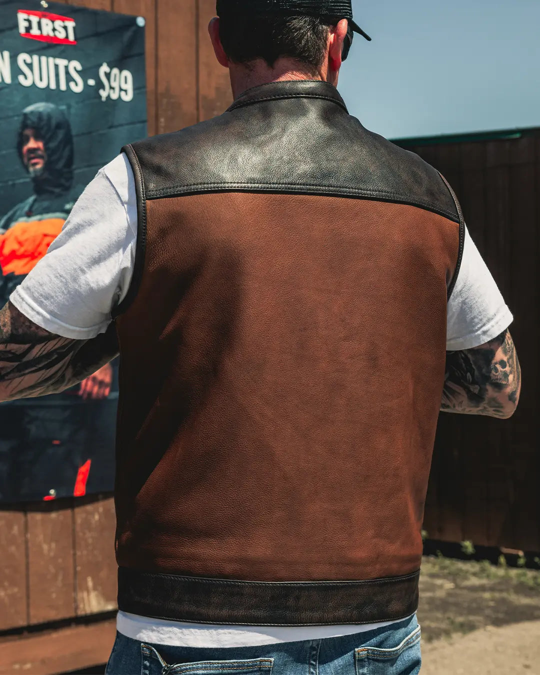 Gunner Men's Leather Motorcycle Vest (Limited Edition)