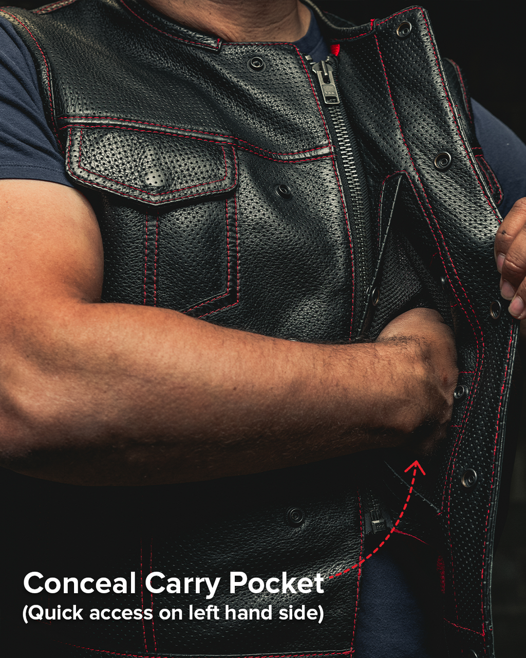 Lowside Men's Perforated Motorcycle Leather Vest