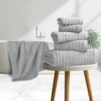 Bibb Home 6 Piece Ribbed Egyptian Cotton Towel Set