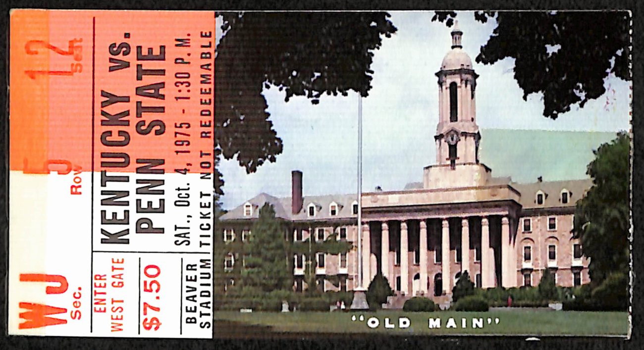 October 4, 1975 Kentucky vs. Penn State College Football  Ticket Stub 189880
