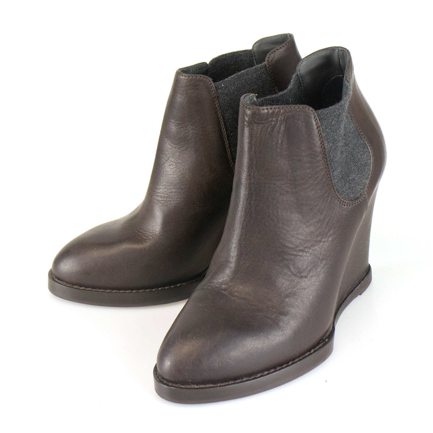 Women's Leather Wedge Heels // Brown