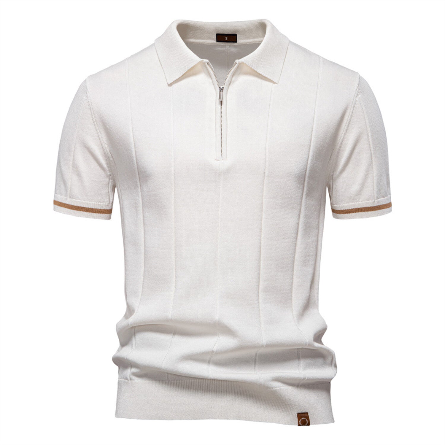 Zippered Paneled Polo T-shirt // White