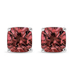 14K White Gold 1 1/2 Cttw Lab Grown Pink Cushion 4-Prong Set Classic Diamond Solitaire Stud Earrings (Pink Color, VS1-VS2 Clarity)