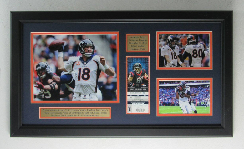 Peyton Manning Broncos 8x10 Photo, Game Ticket, & Photo Collage Framed 161749