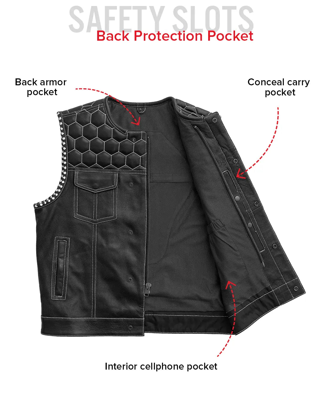 Hornet Perforated Men's Club Style Leather Vest