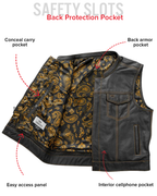 The Club Cut Men's Motorcycle Leather Vest, Multiple Color Options