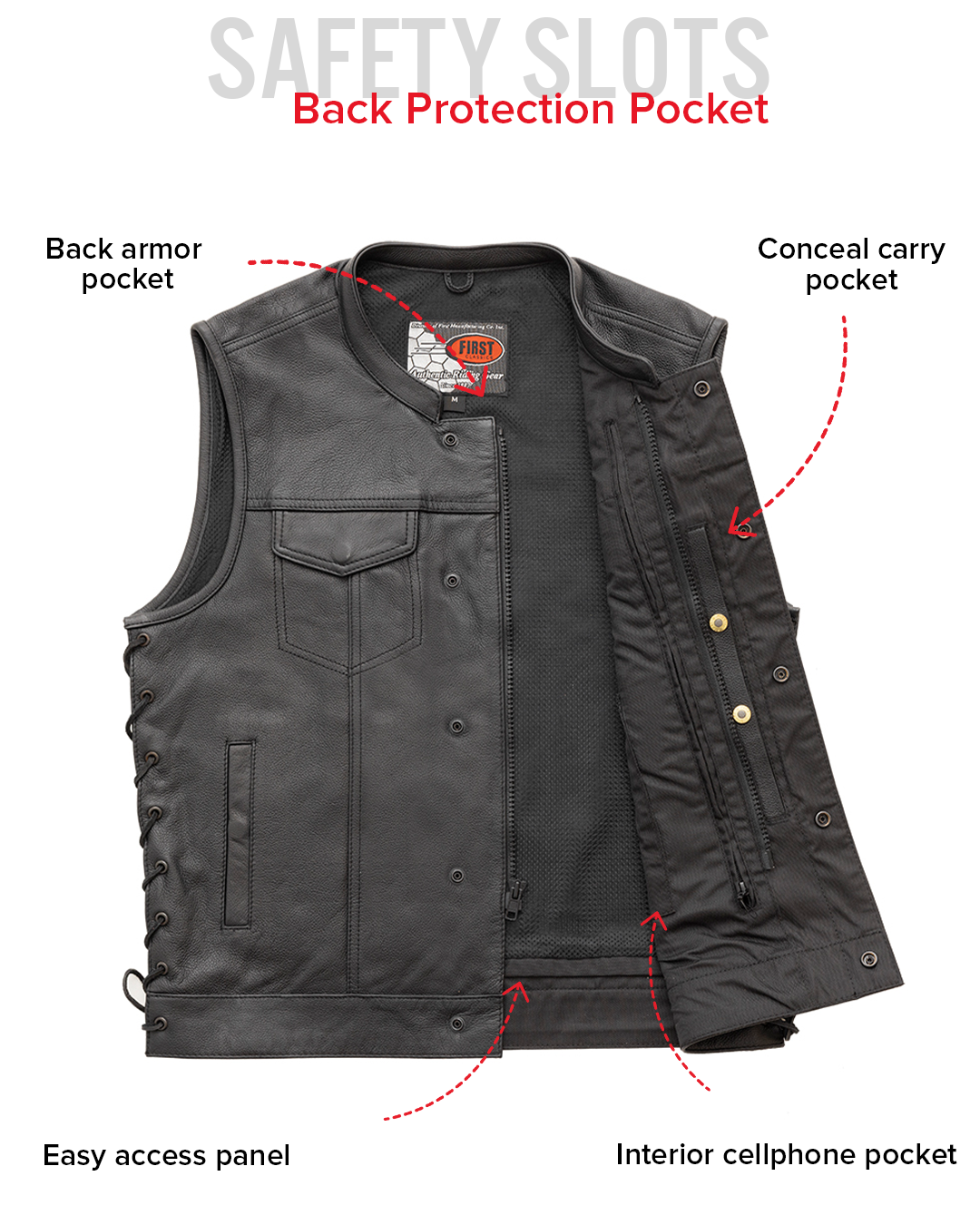 Sniper Men's Motorcycle Leather Vest