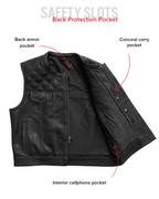 Upside Perforated Men's Club Style Leather Vest