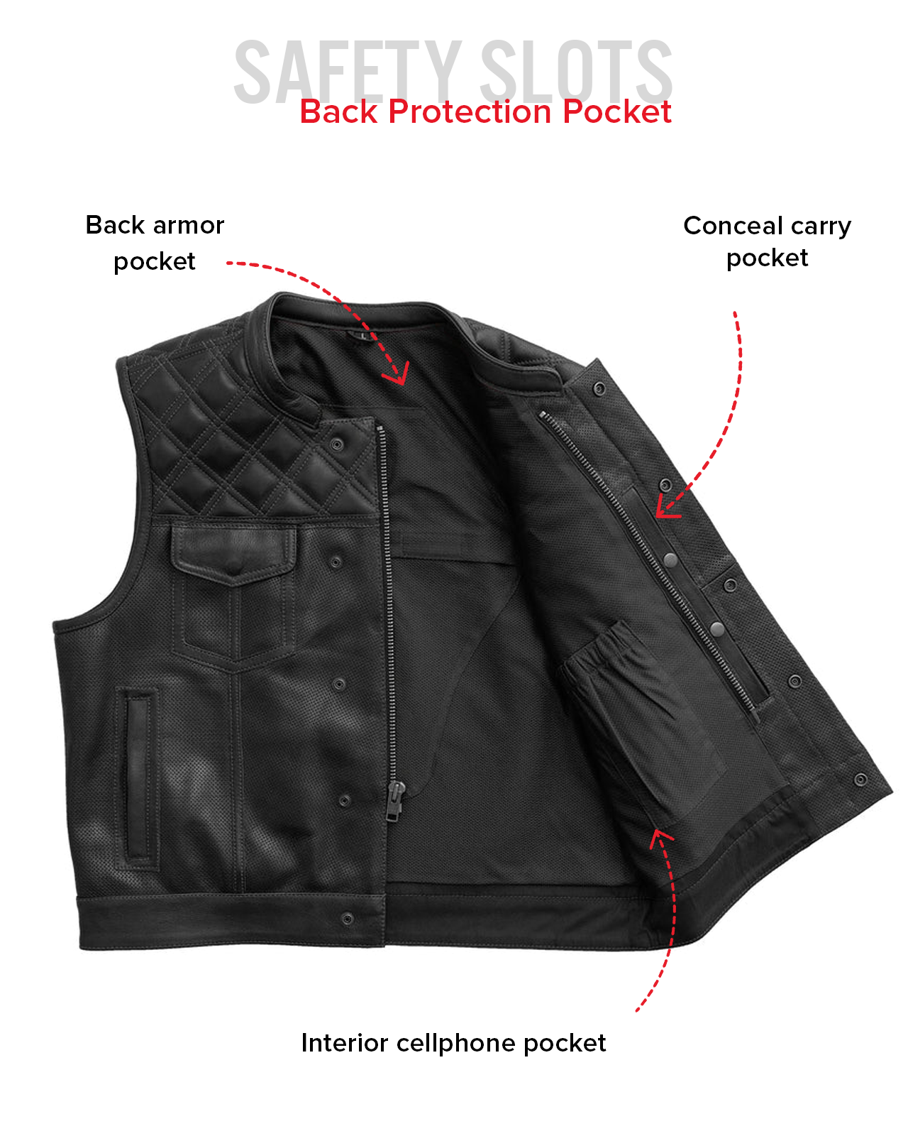 Upside Perforated Men's Club Style Leather Vest