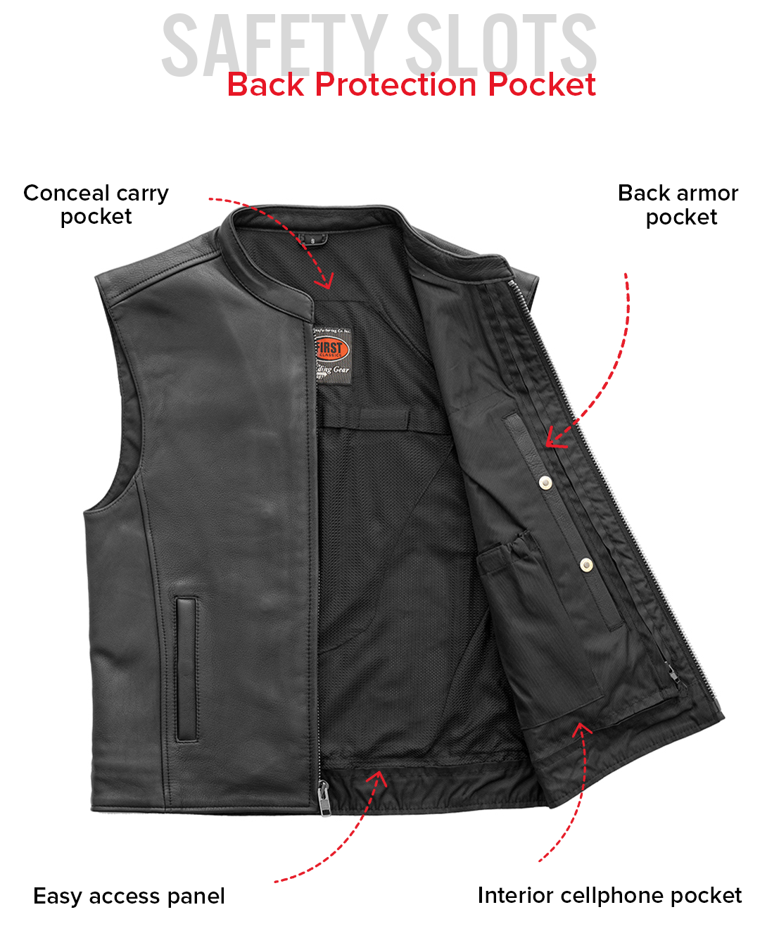 Club House Men's Leather Motorcycle Vest