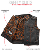 The Club Cut Men's Motorcycle Leather Vest, Multiple Color Options
