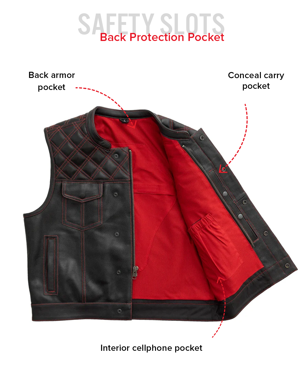 Upside Perforated Men's Club Style Leather Vest