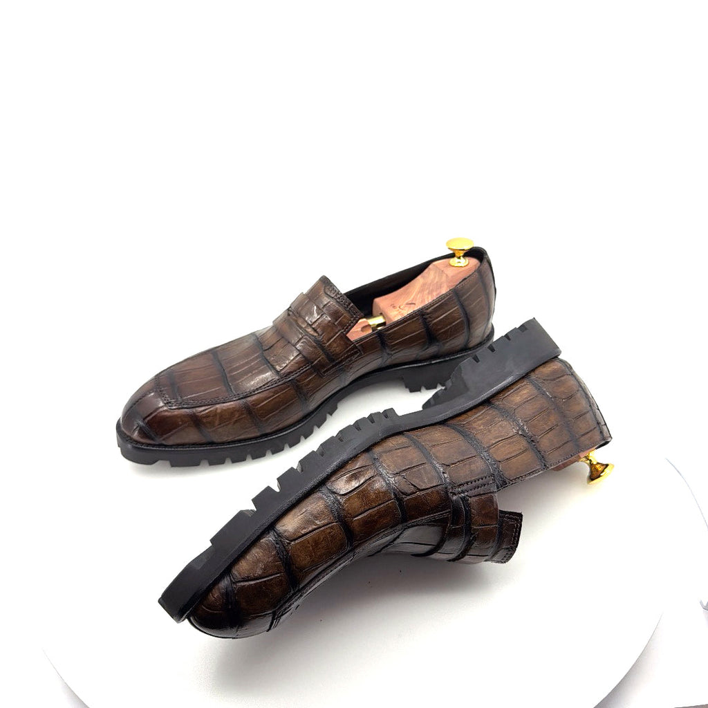 Maurice Malibu Custom Made Alligator Loafer - Brown