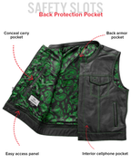 The Club Cut Men's Motorcycle Leather Vest, Multiple Color Options