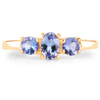18K Yellow Gold Plated 0.90 Carat Genuine Tanzanite .925 Sterling Silver Ring