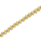 10K Yellow Gold Plated .925 Sterling Silver 7.0 cttw 2-Prong Set Round Brilliant Cut Diamond "S" Link Bracelet (J-K color, I1-I2 clarity) - 7"