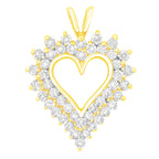 14K Yellow Gold Plated .925 Sterling Silver Brilliant-Cut Diamond Open Heart 18" Pendant Necklace (K-L Color, I1-I2 Clarity)