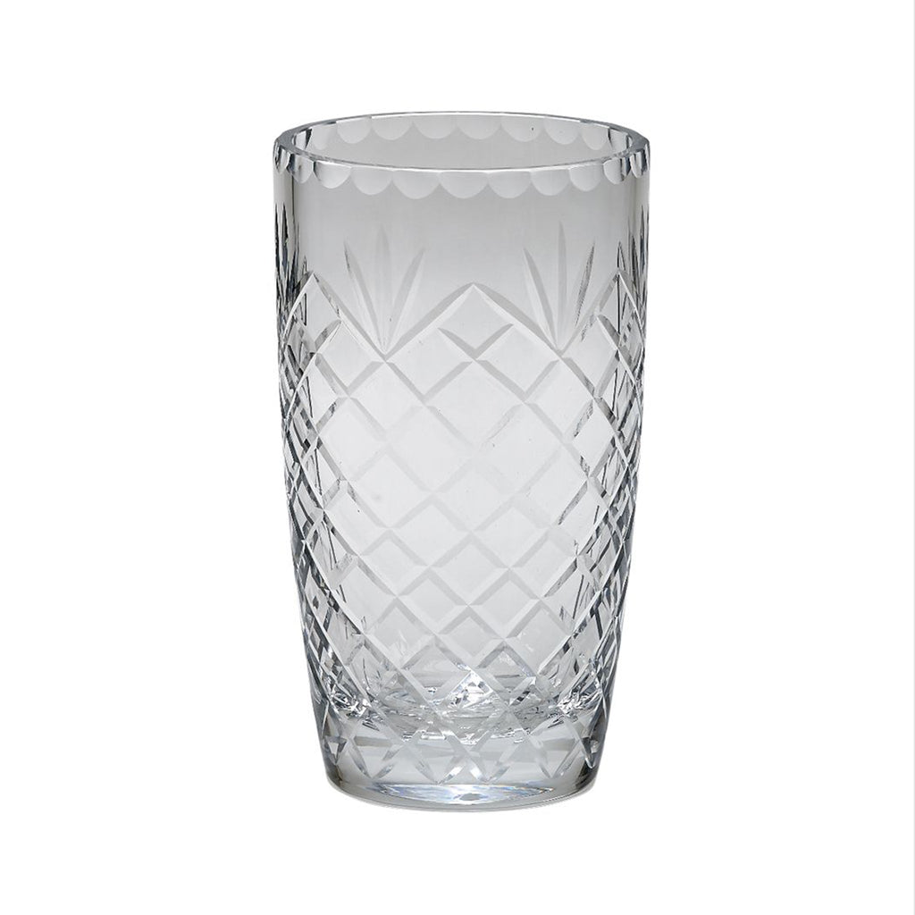 Optic Crystal Vase With Medallion Ll Pattern, 9.75"