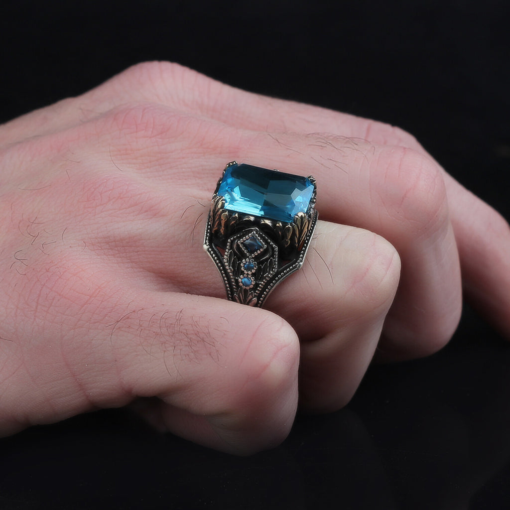 925 Sterling Silver Blue Topaz Stone Ring