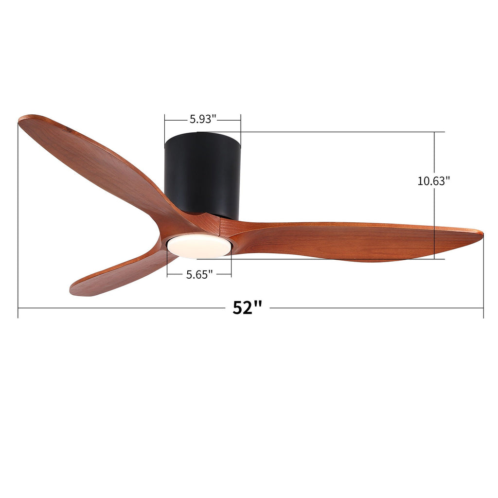 Low Profile Flush Mount Ceiling Fan With Light And - Matte Black