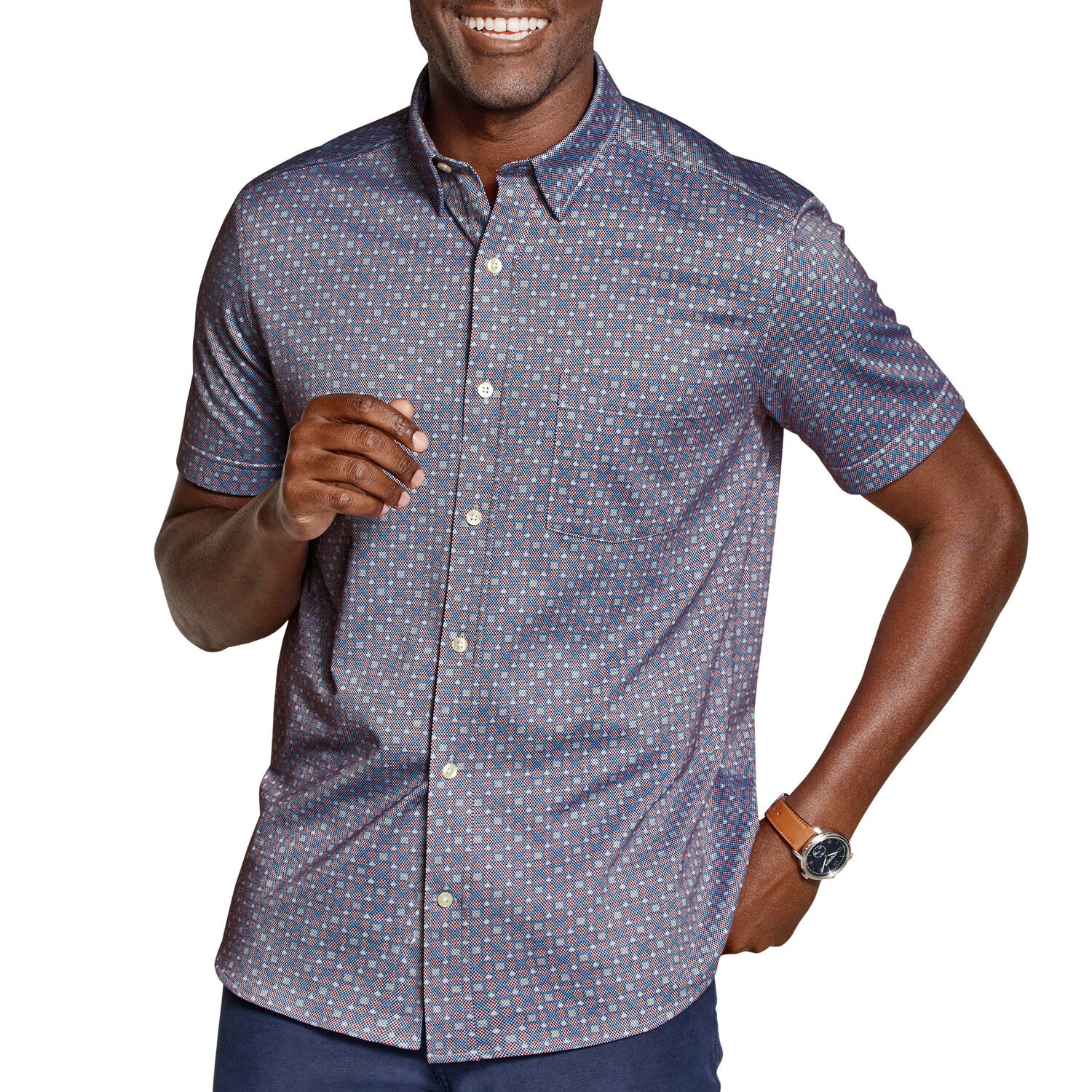 XC Flex Ascend Short-Sleeve Shirt // Burgundy Diamond Grid