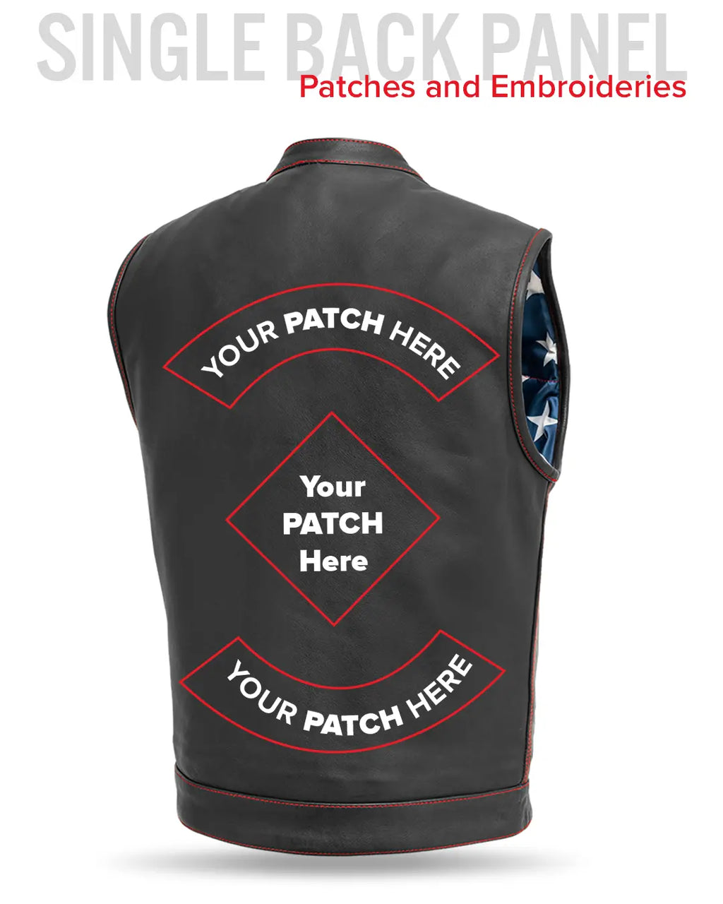 Born Free Men's Leather Motorcycle Leather Vest - Red Stitch
