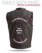 The Cut Men's Motorcycle Leather Vest, Multiple Color Options