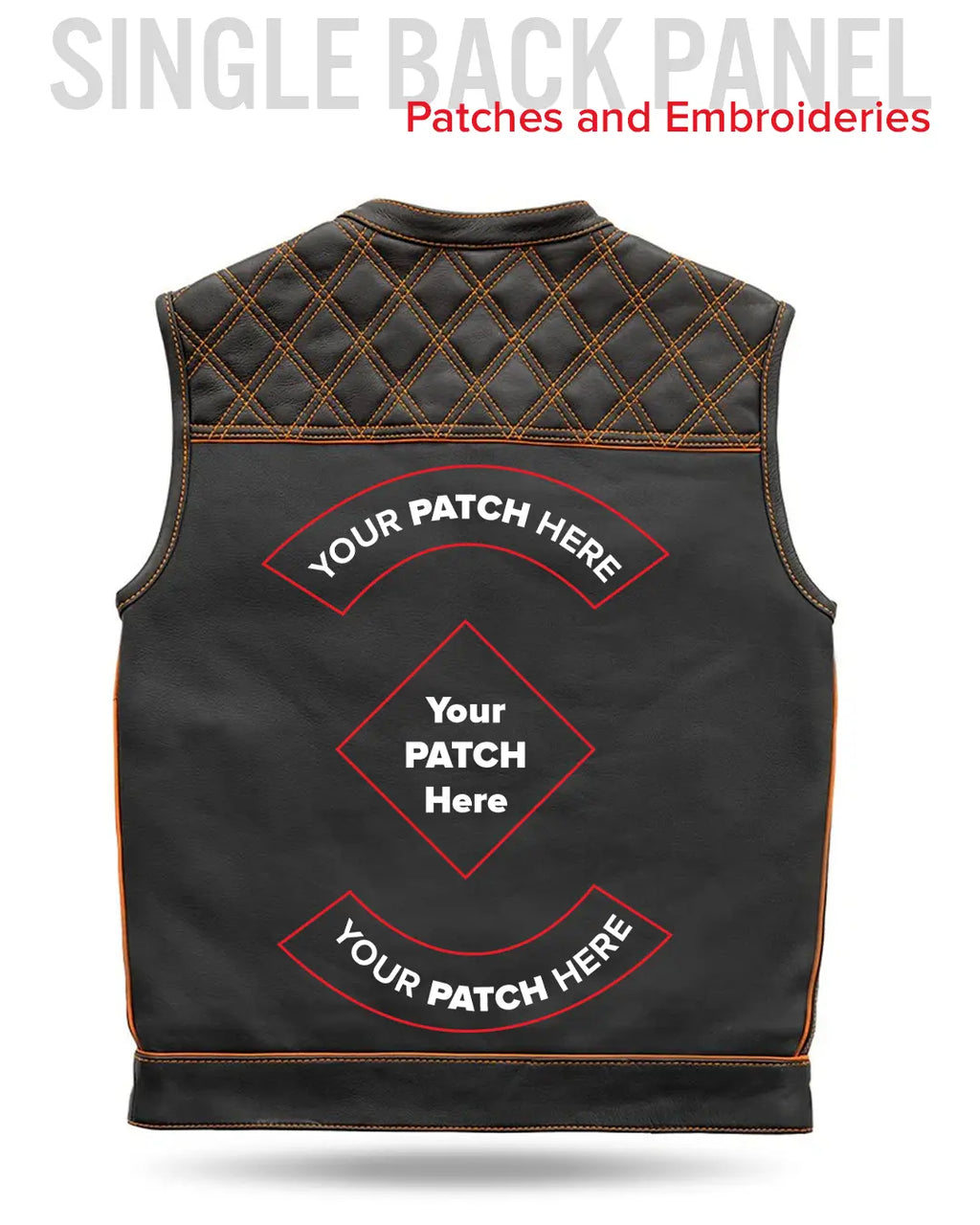 Finish Line - Orange Checker - Men's Motorcycle Leather Vest
