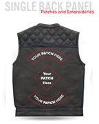 Finish Line - Blue Checker - Men's Motorcycle Leather Vest