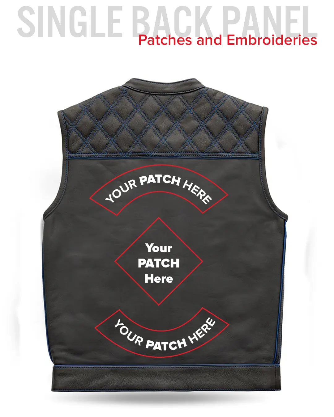 Finish Line - Blue Checker - Men's Motorcycle Leather Vest