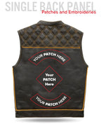 Finish Line - Gold Checker - Men's Motorcycle Leather Vest