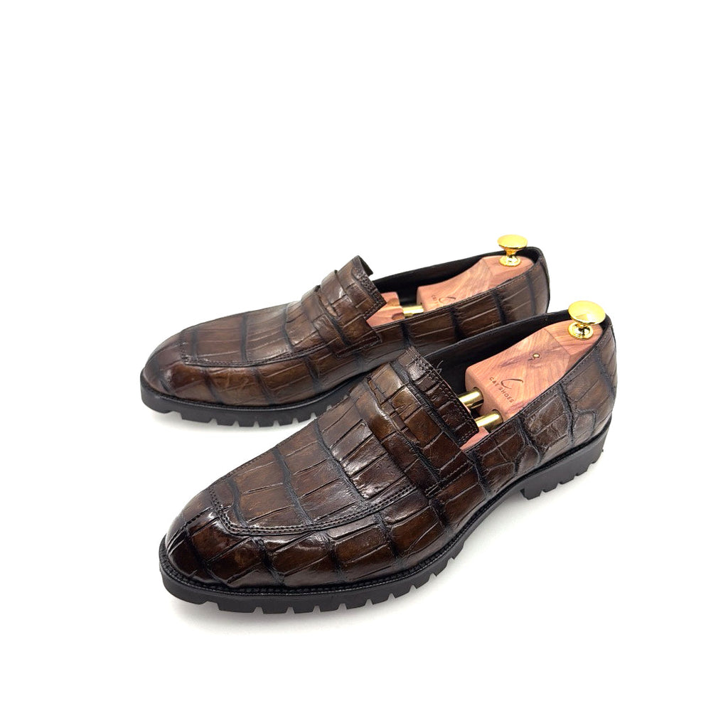 Maurice Malibu Custom Made Alligator Loafer - Brown