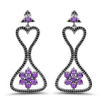 6.31 Carat Genuine Amethyst & Black Spinel .925 Sterling Silver Earrings
