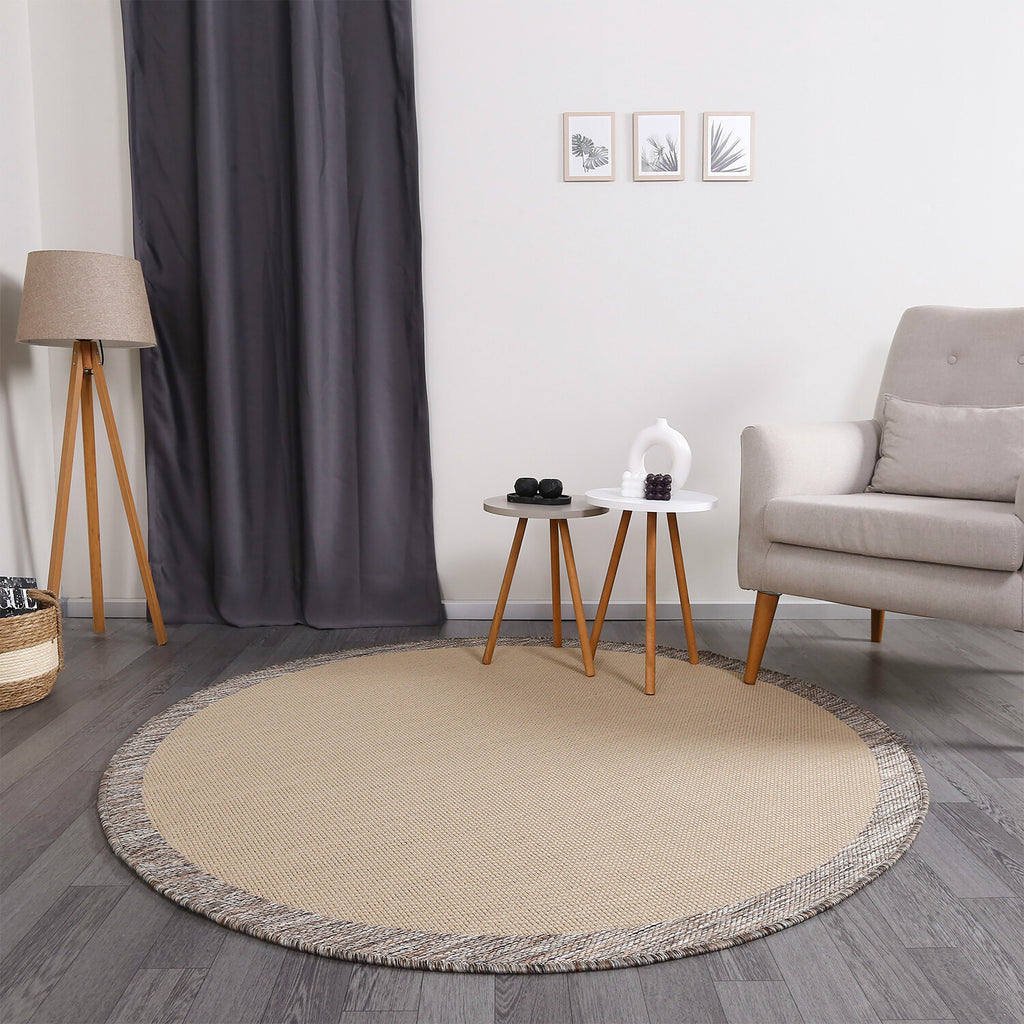 Jute Sisal Round Rug // Beige + Brown