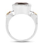 3.56 Carat Genuine Smoky Quartz and Citrine .925 Sterling Silver Ring