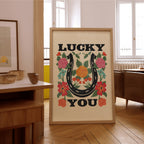 Lucky You Floral Horseshoe Art Print