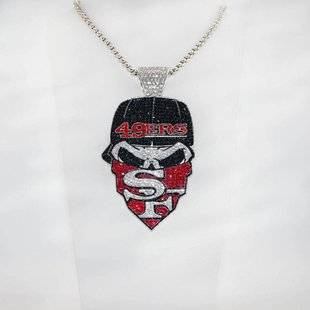 Newest Sports Team Logo Bandit Skull  Pendant Necklace – Iced Out Hip Hop Jewelry for True Fans