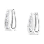 14k White Gold 1/4 Cttw Channel-Set Brilliant Round-Cut Diamond Hoop Earrings (I-J Color, I2-I3 Clarity)