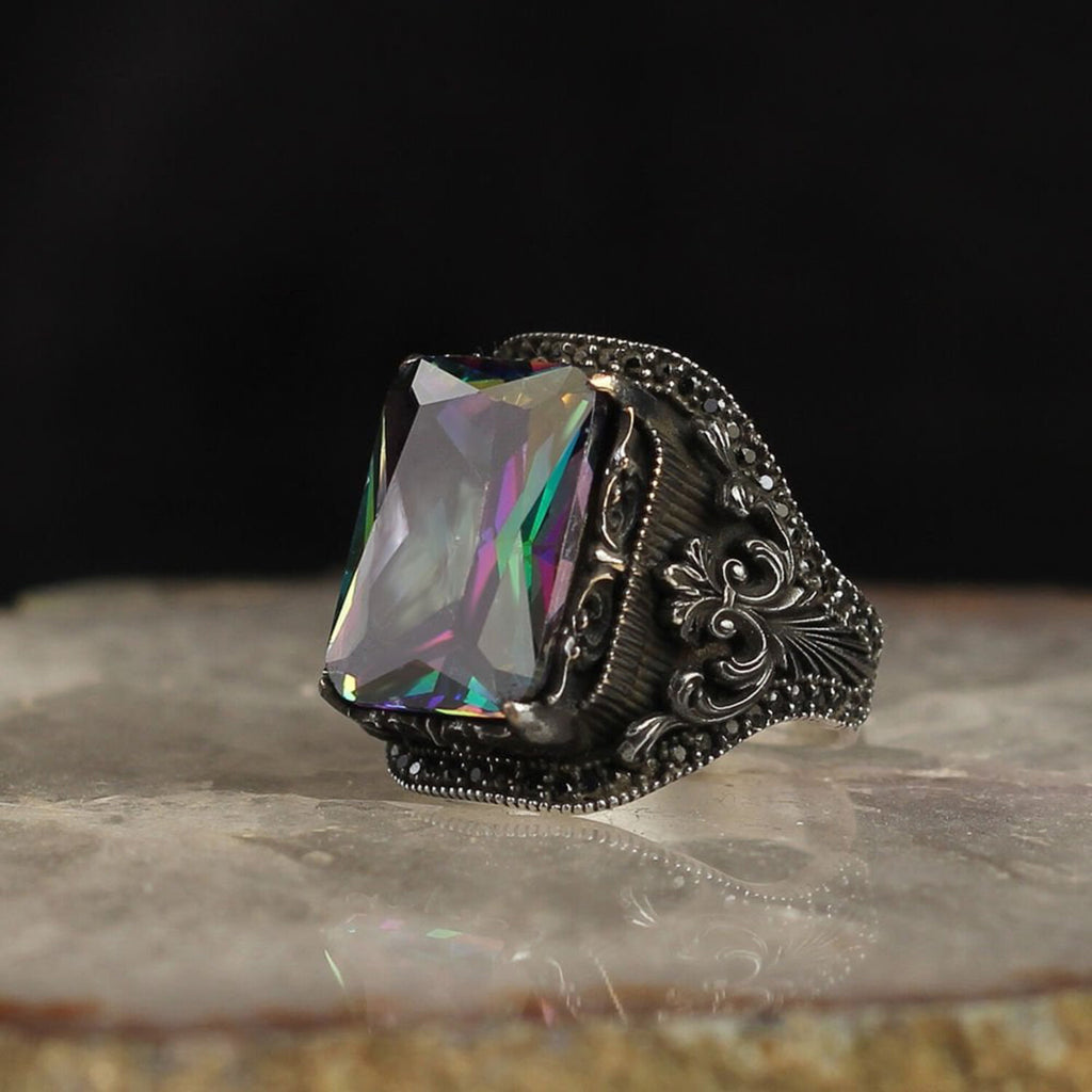 Mystic Topaz Stone V1 // Silver + Multicolor