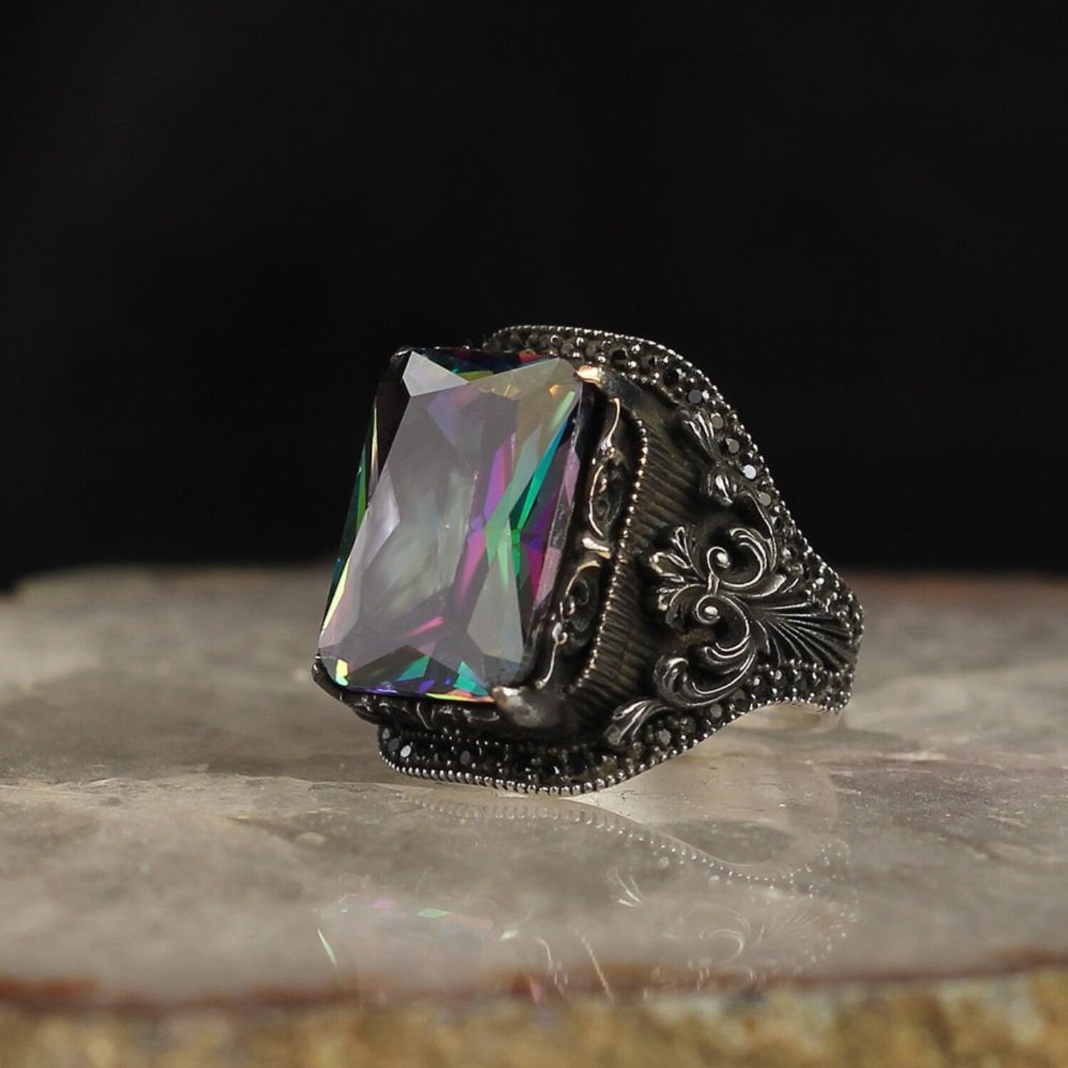 Mystic Topaz Stone V1 // Silver + Multicolor