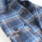 Jake Long Sleeve Checkered Pocket Collar Button-Up Shirt // Blue